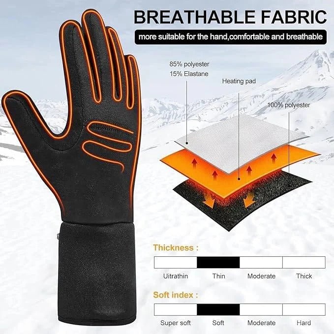 Verwarmde Binnenhandschoenen Oplaadbaar met Instelbare Temperatuur Winterhandschoenen voor Wintersport | Sulvida