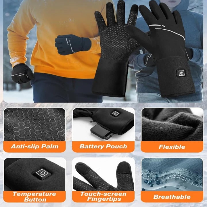 Verwarmde Binnenhandschoenen Oplaadbaar met Instelbare Temperatuur Winterhandschoenen voor Wintersport | Sulvida