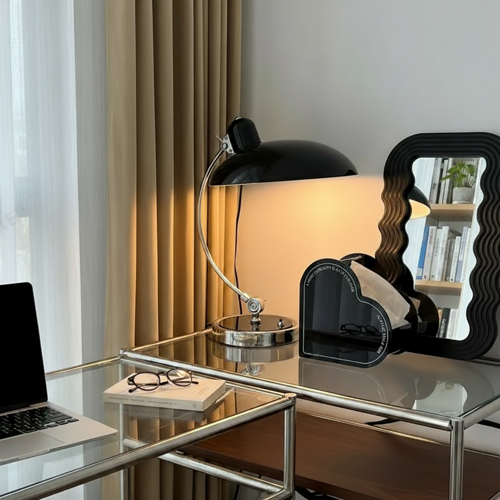 Metalen Tafellamp met Koepelkap Instelbare Lichtkleur Dimbaar voor Bureau Leeshoek Slaapkamer Werkplek | Sulvida