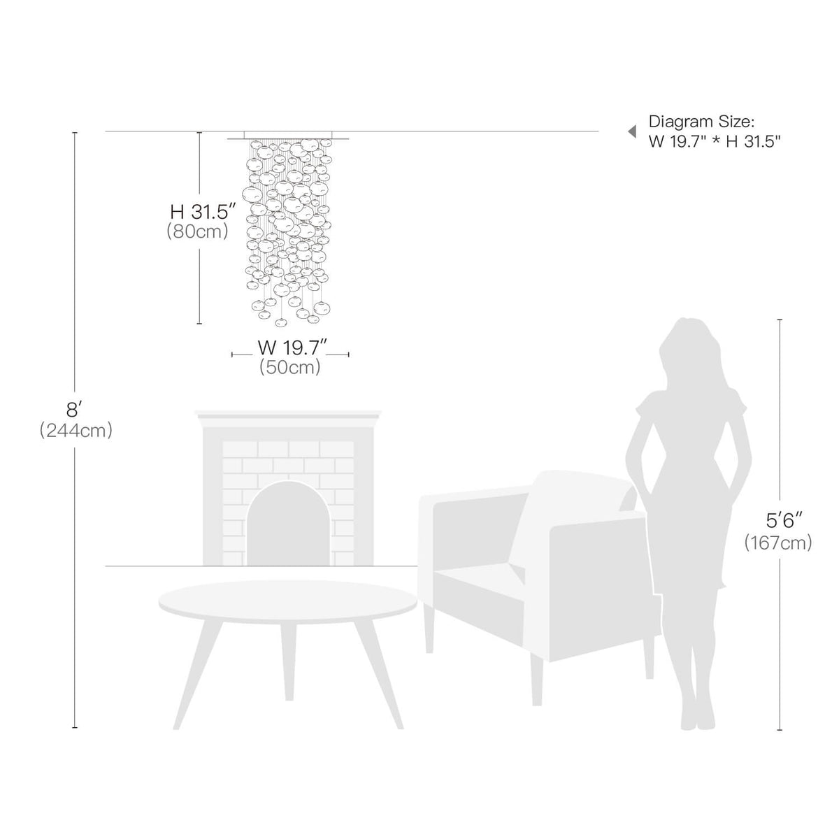 Glazen bollenhanglamp met ronde rozet | Kristalheldere luchtbellen plafondlamp eethoek vide woonkamer | Sulvida