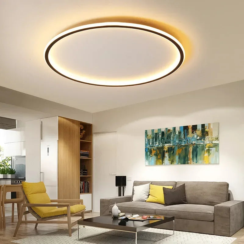 Ronde LED Plafondlamp Scandinavisch Design Mat Zwart Wit Goud 20-60cm Dimbaar Woonkamer Slaapkamer Gang | Sulvida