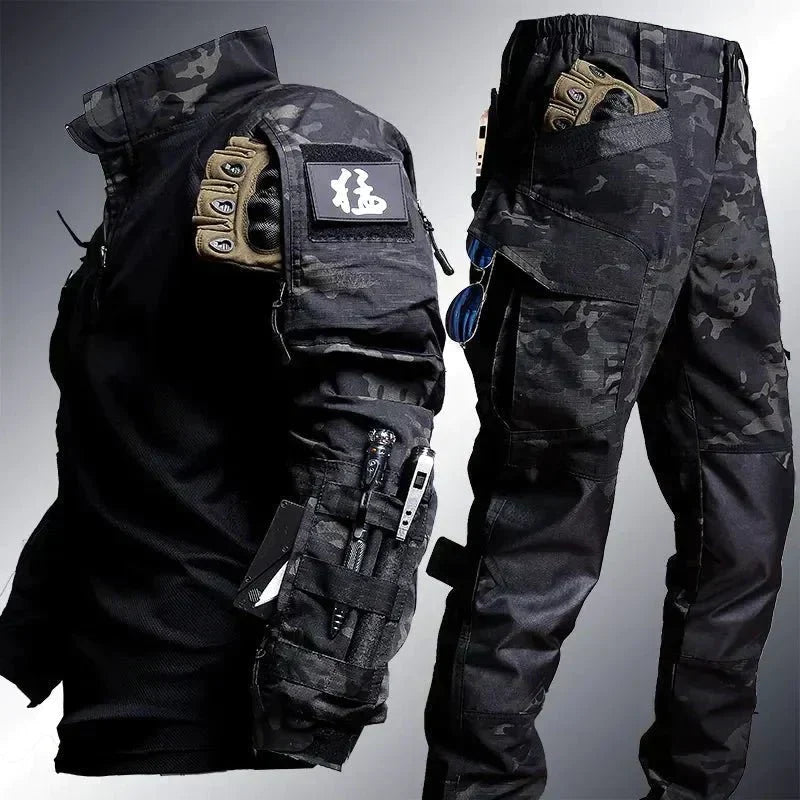 Ensemble outdoor tactique homme veste et pantalon déperlants, respirants et robustes, randonnée, camping, trekking, survie | Sulvida