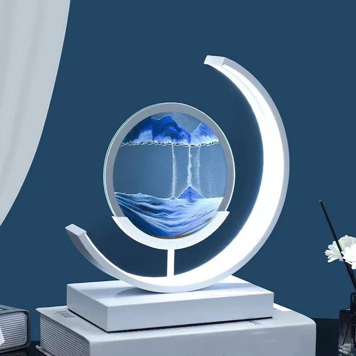 LED Tafellamp met Bewegend Zand Glazen Bol 360° Draaibaar Warm Licht Decoratief Modern Design Sfeerlamp | Sulvida