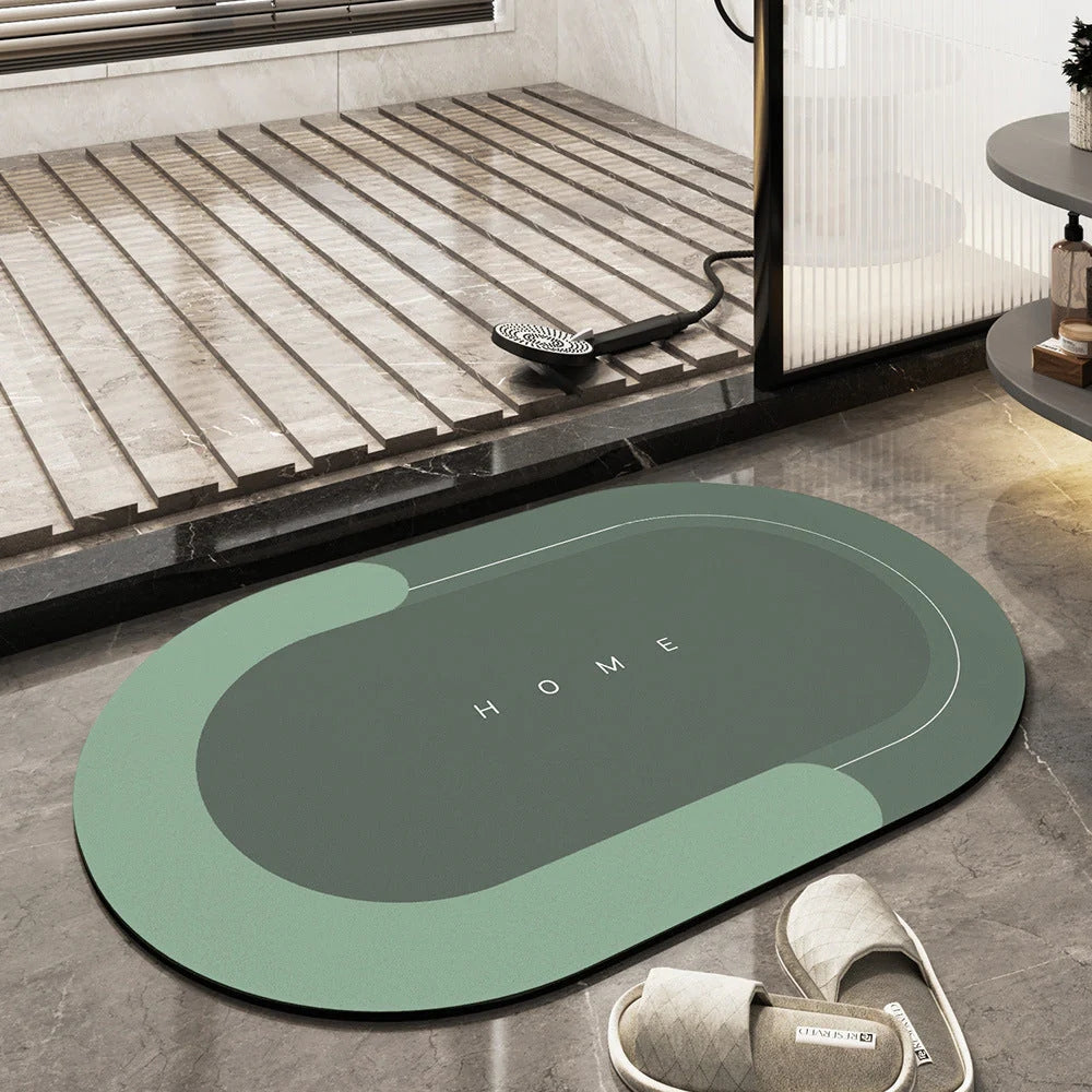 Antislip Badmat Microvezel voor Douche en Bad Ovaal 60×40 cm Zwart Grijs Blauw Groen Absorberend Antislip | Sulvida