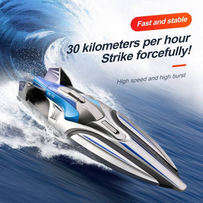 Snelle RC-boot 35 km/h met LED-verlichting en 2,4 GHz afstandsbediening voor kinderen en volwassenen | Sulvida