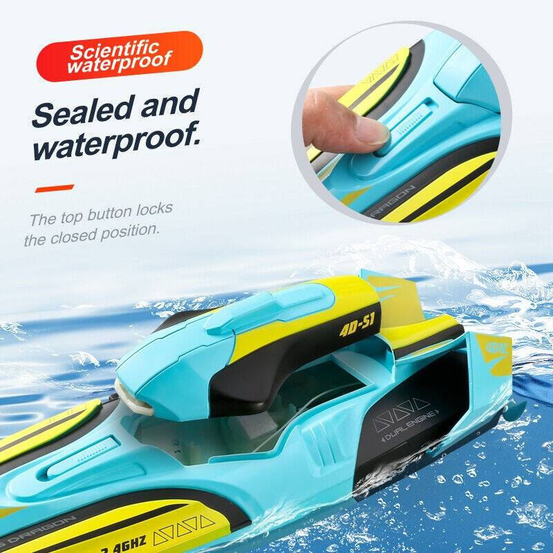Snelle RC-boot 35 km/h met LED-verlichting en 2,4 GHz afstandsbediening voor kinderen en volwassenen | Sulvida