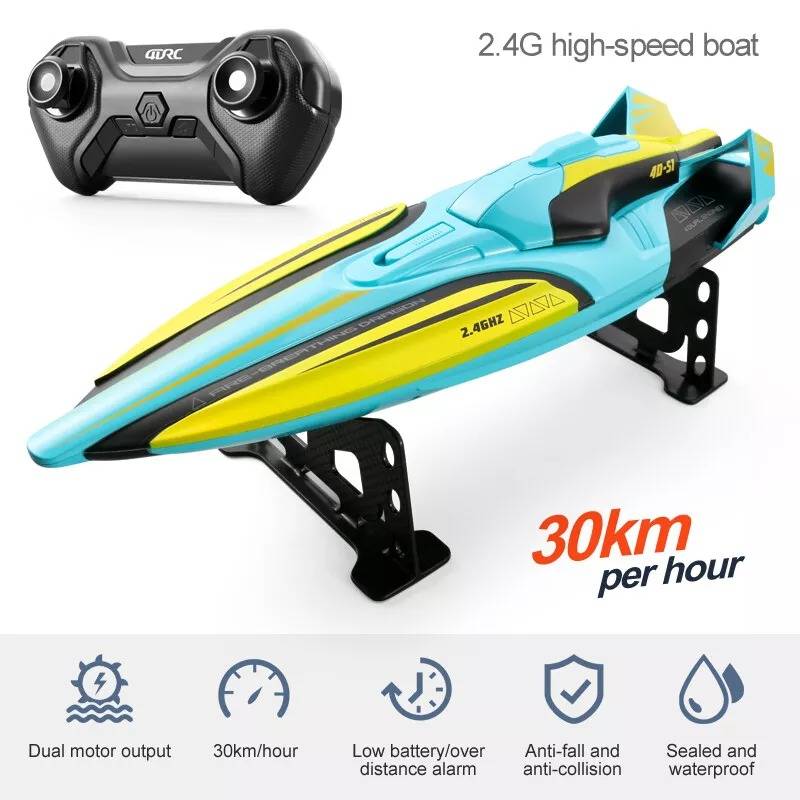Snelle RC-boot 35 km/h met LED-verlichting en 2,4 GHz afstandsbediening voor kinderen en volwassenen | Sulvida