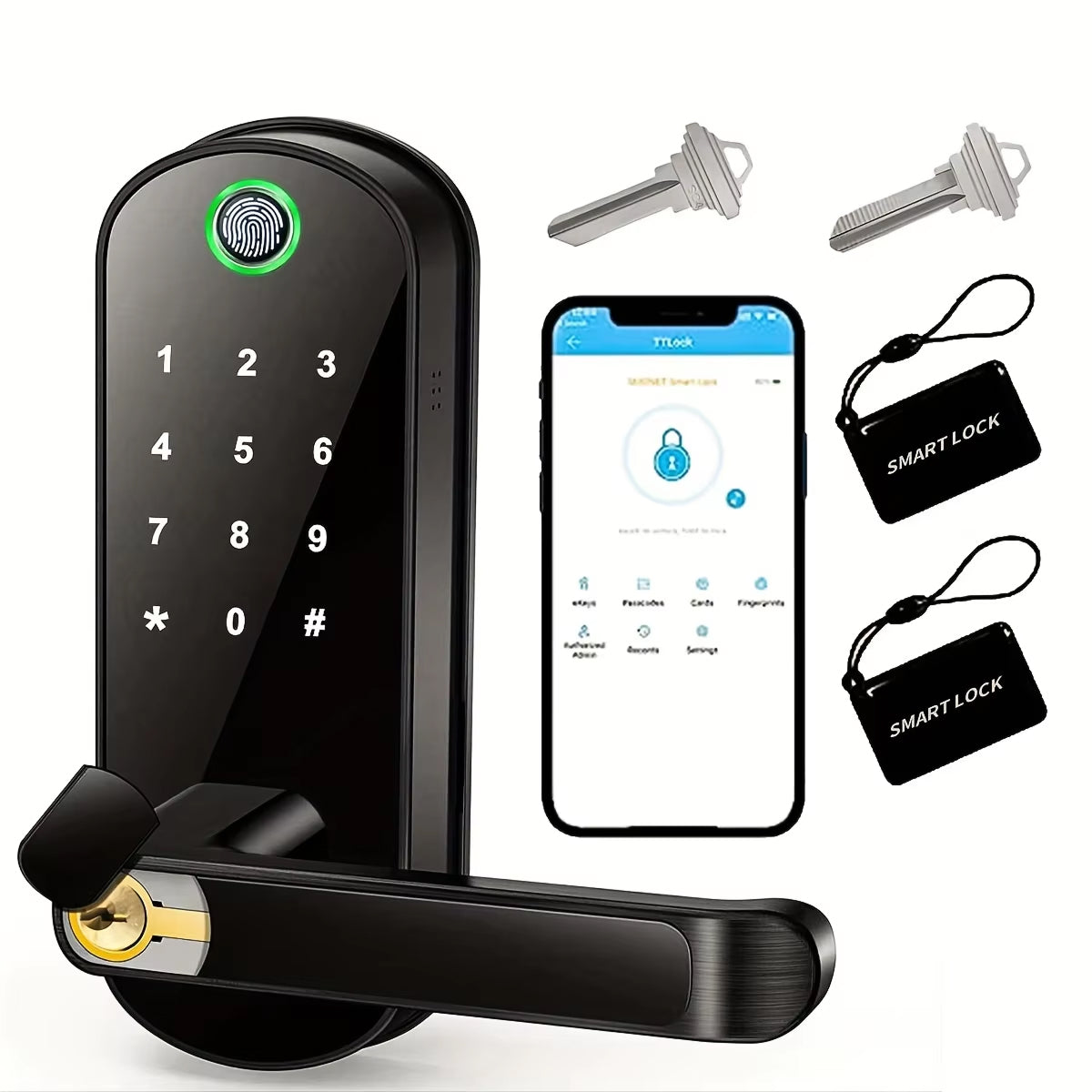 Serrure connectée biométrique avec empreinte digitale et contrôle par application – 5 modes d’accès – serrure intelligente à code | Sulvida