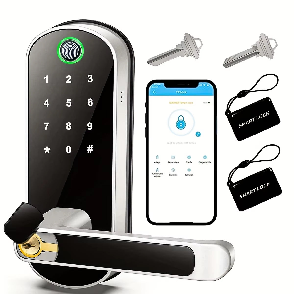 Serrure connectée biométrique avec empreinte digitale et contrôle par application – 5 modes d’accès – serrure intelligente à code | Sulvida