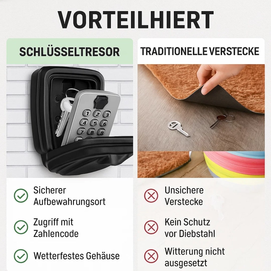 Wandmontage sleutelkluis met code voor buiten – weerbestendige sleutelbox voor veilige sleutelopslag en toegang | Sulvida
