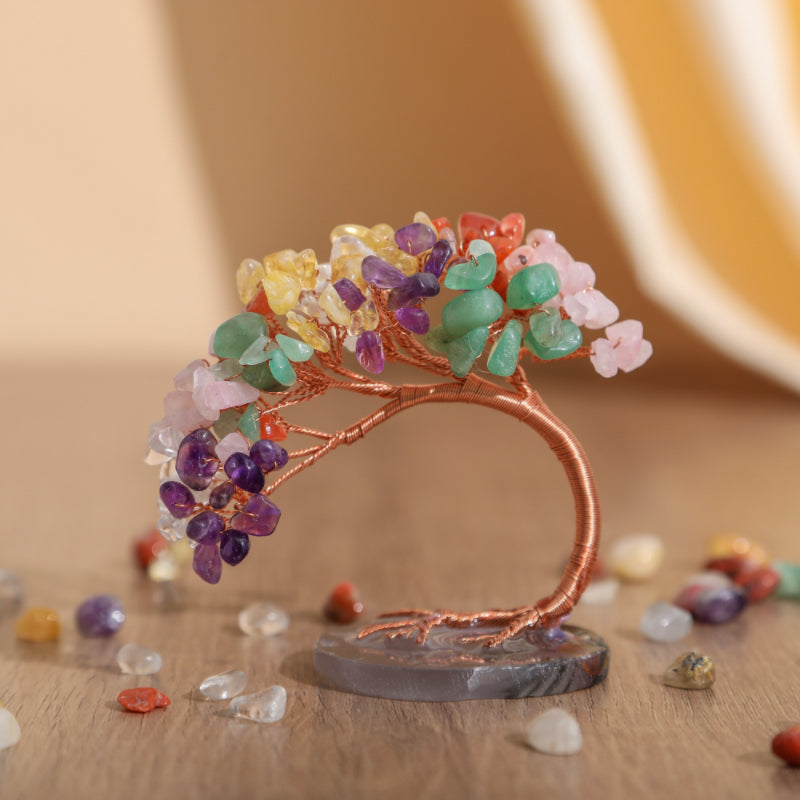 Levensboom met Natuurstenen – Spirituele Decoratie voor Wijsheid Innerlijke Rust en Positieve Energie | Sulvida