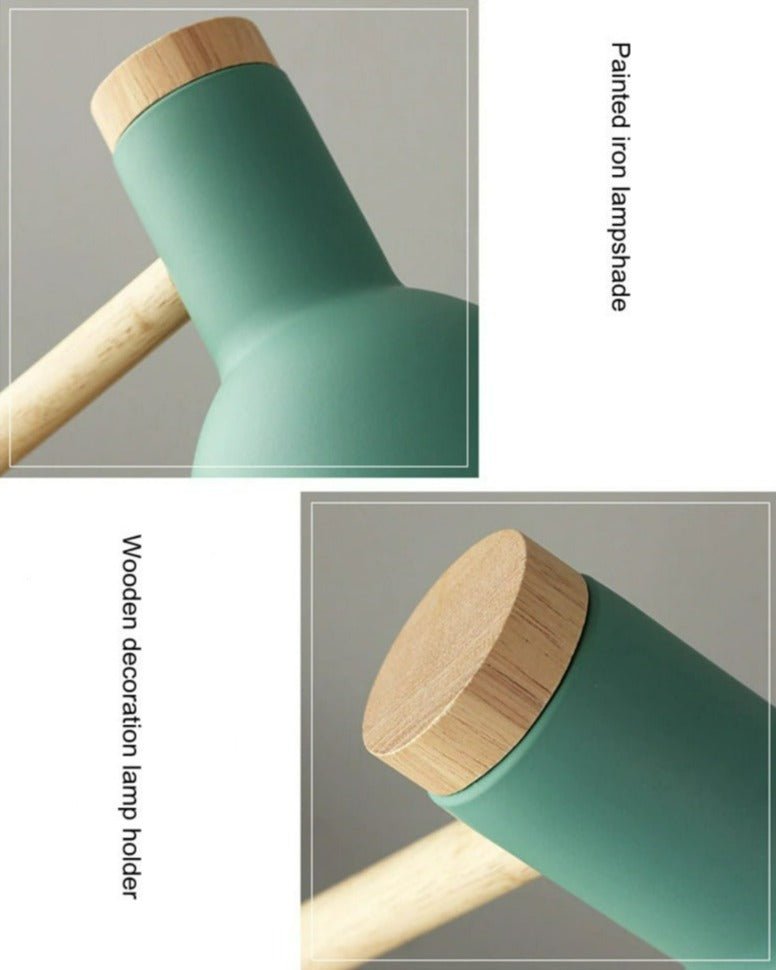 Scandinavische houten tafellamp met verstelbare kap in zwart wit groen geel roze voor bureau slaapkamer | Sulvida