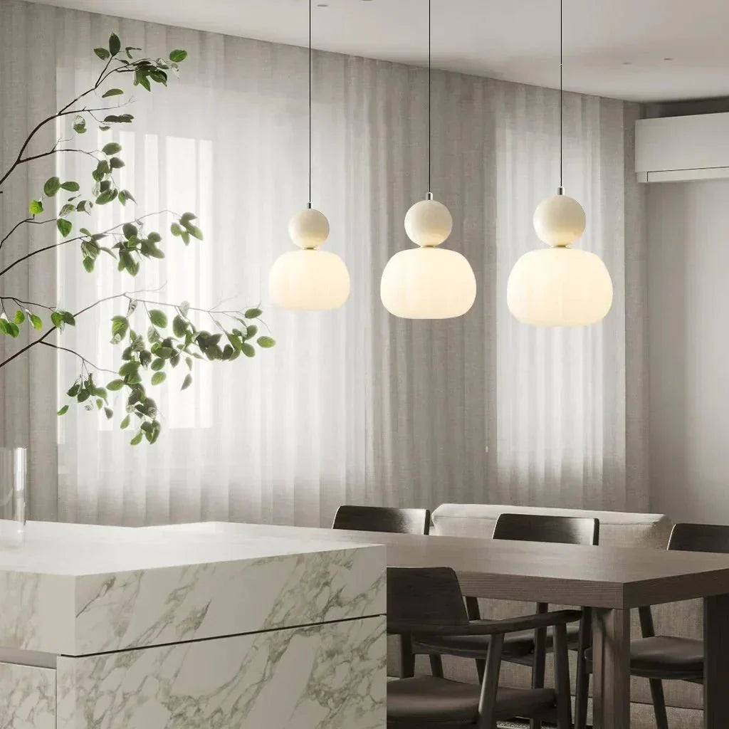 Hanglamp Art Deco Crème Ø16cm Metaal Glas G9 Eettafel Woonkamer Keuken Pendellamp Vintage Designlamp | Sulvida