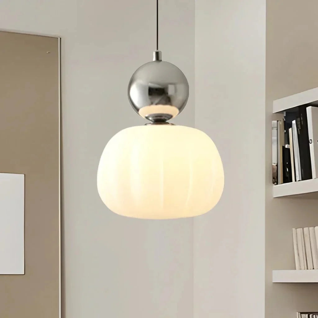 Hanglamp Art Deco Crème Ø16cm Metaal Glas G9 Eettafel Woonkamer Keuken Pendellamp Vintage Designlamp | Sulvida