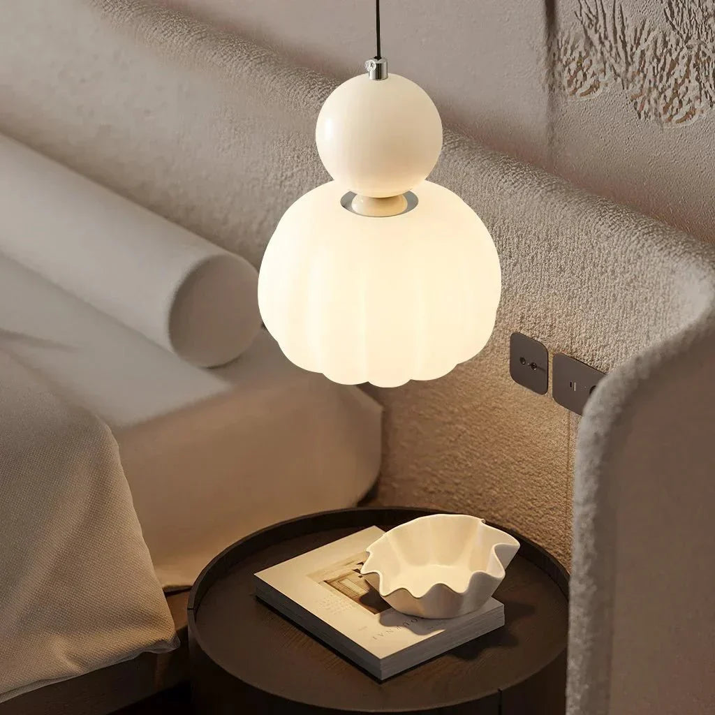 Hanglamp Art Deco Crème Ø16cm Metaal Glas G9 Eettafel Woonkamer Keuken Pendellamp Vintage Designlamp | Sulvida