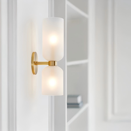 Glazen Wandlamp Cilindervorm Dubbele Lichtbron Eetkamer Slaapkamer Hal Blauw Grijs Wit Metaal E12 Modern | Sulvida