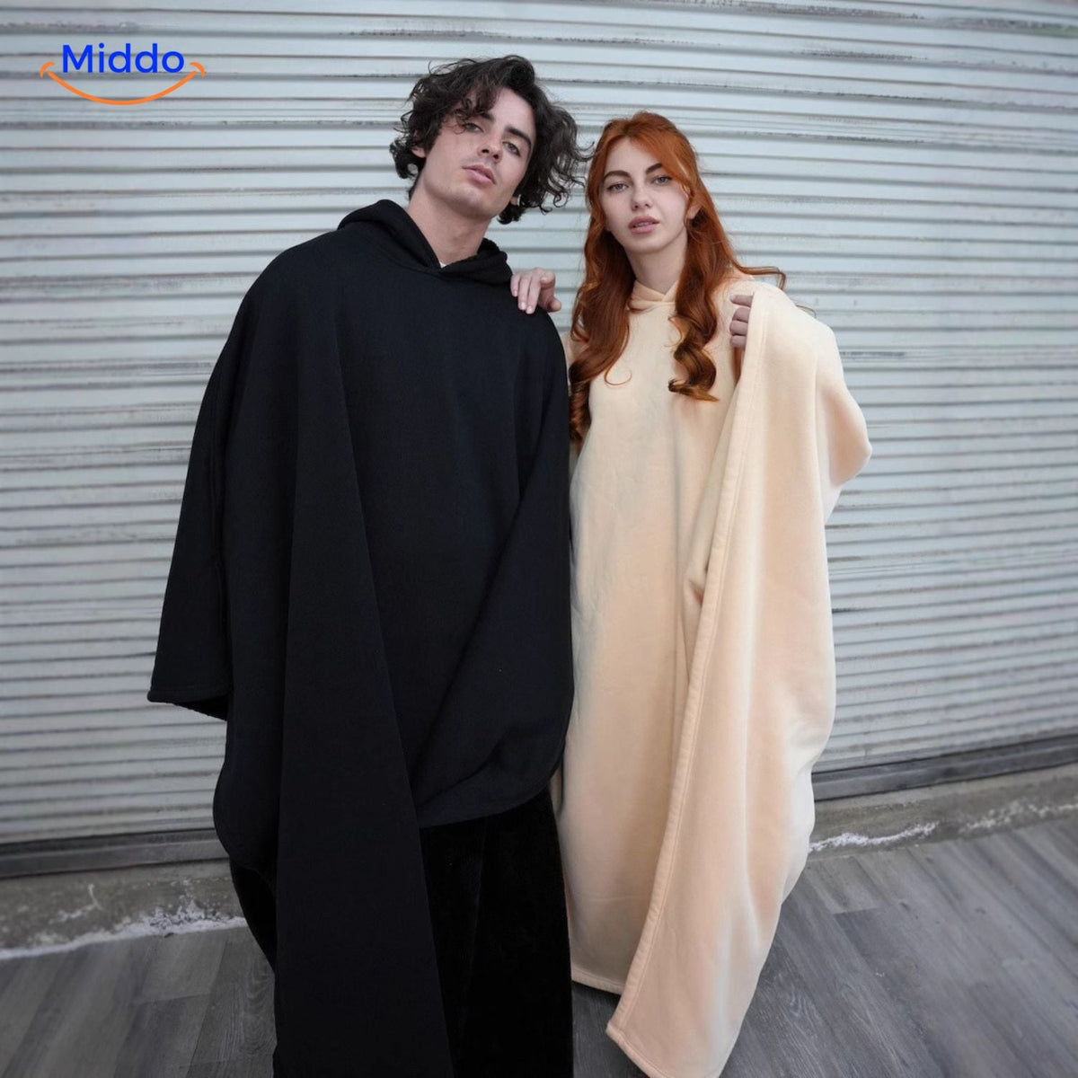 Unisex Cape met Capuchon Wolmix Zwart Groen Rood Paars Herfst Winter Warme Poncho Omslagdoek Oversized | Sulvida