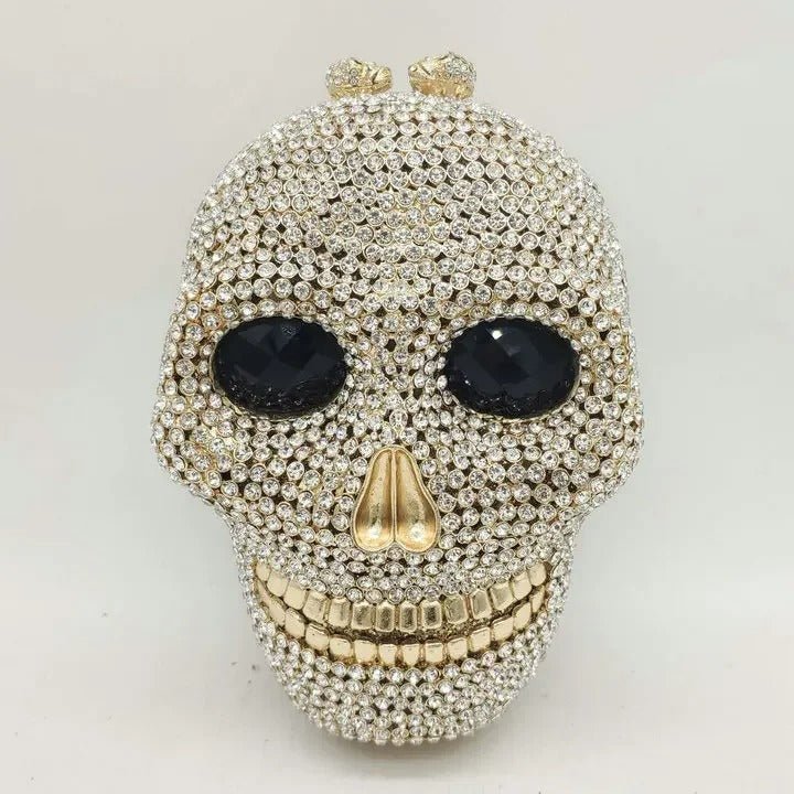 Dames Avondtasje met Kristallen Doodshoofd Zwart Zilver Goud Feest Clutch Schoudertas Party Elegant Luxe | Sulvida