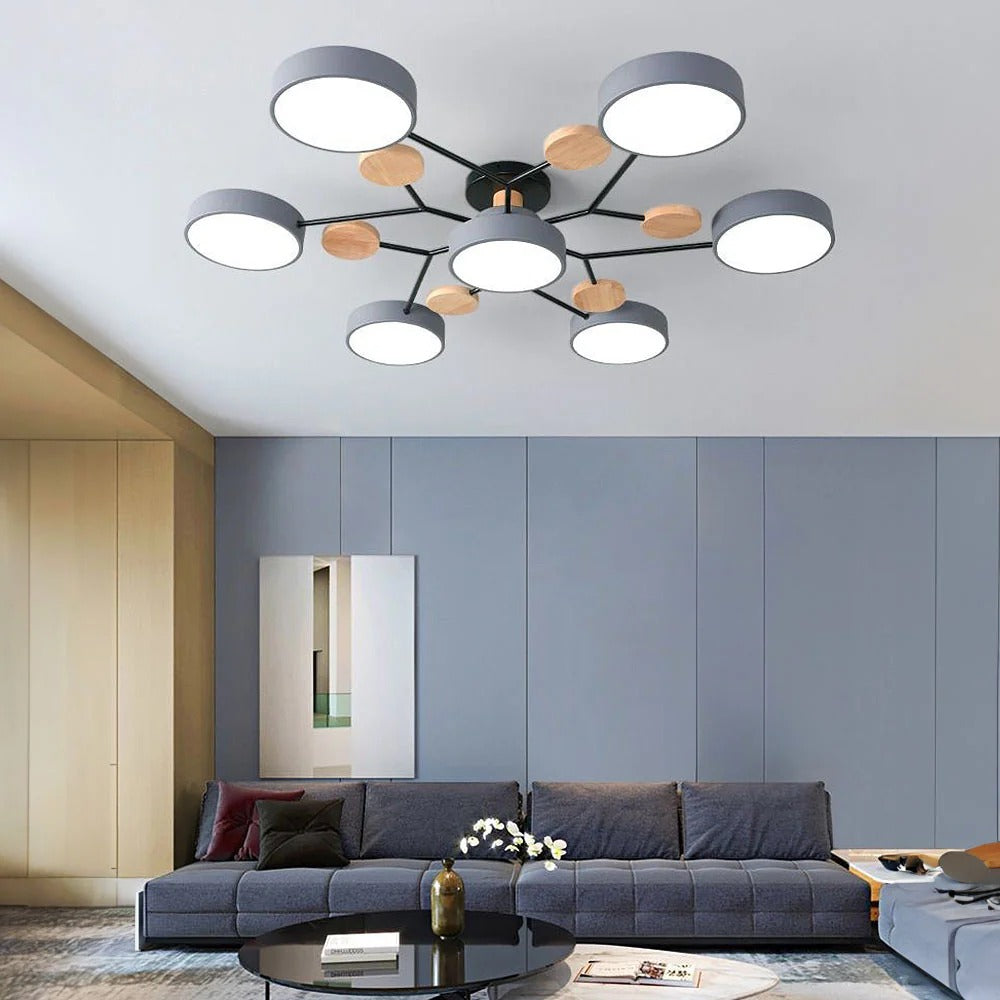 LED Plafondlamp Halo Cirkel IJzer Acryl Dimbaar 4 5 6 7 Lichtpunten Modern Design Woon Slaapkamer Verstelbaar | Sulvida
