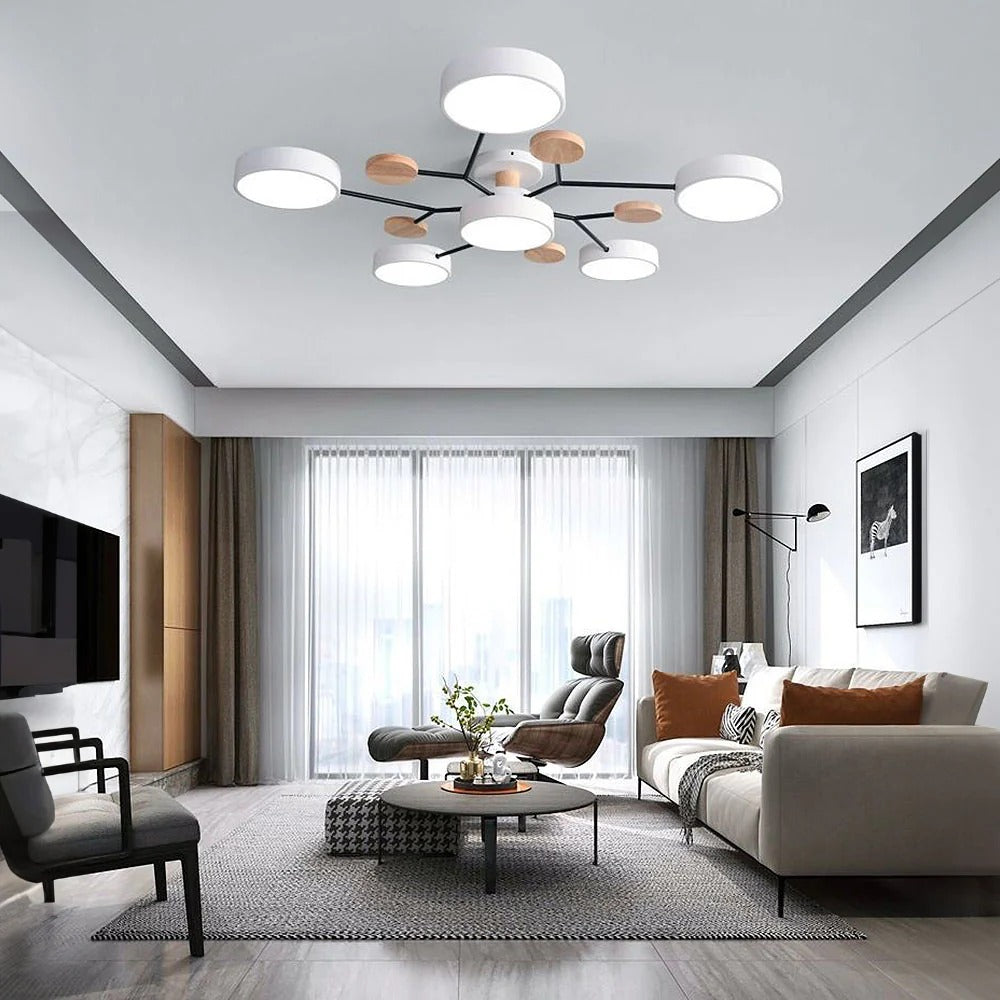 LED Plafondlamp Halo Cirkel IJzer Acryl Dimbaar 4 5 6 7 Lichtpunten Modern Design Woon Slaapkamer Verstelbaar | Sulvida
