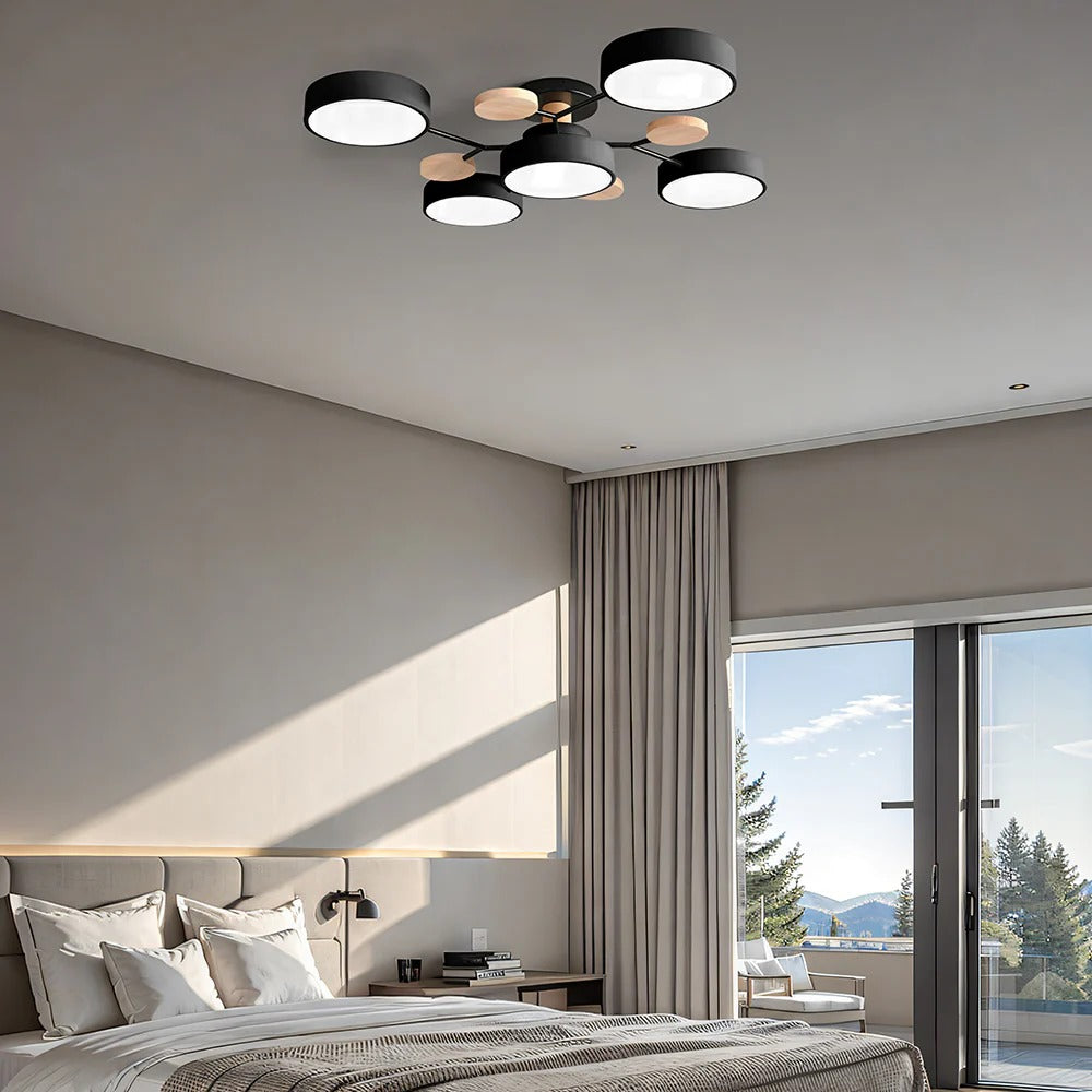 LED Plafondlamp Halo Cirkel IJzer Acryl Dimbaar 4 5 6 7 Lichtpunten Modern Design Woon Slaapkamer Verstelbaar | Sulvida