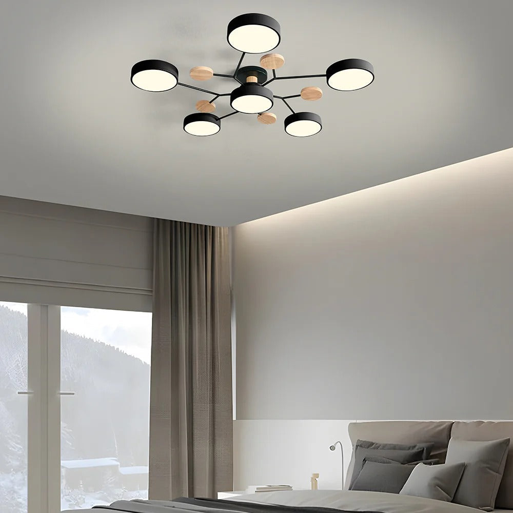 LED Plafondlamp Halo Cirkel IJzer Acryl Dimbaar 4 5 6 7 Lichtpunten Modern Design Woon Slaapkamer Verstelbaar | Sulvida