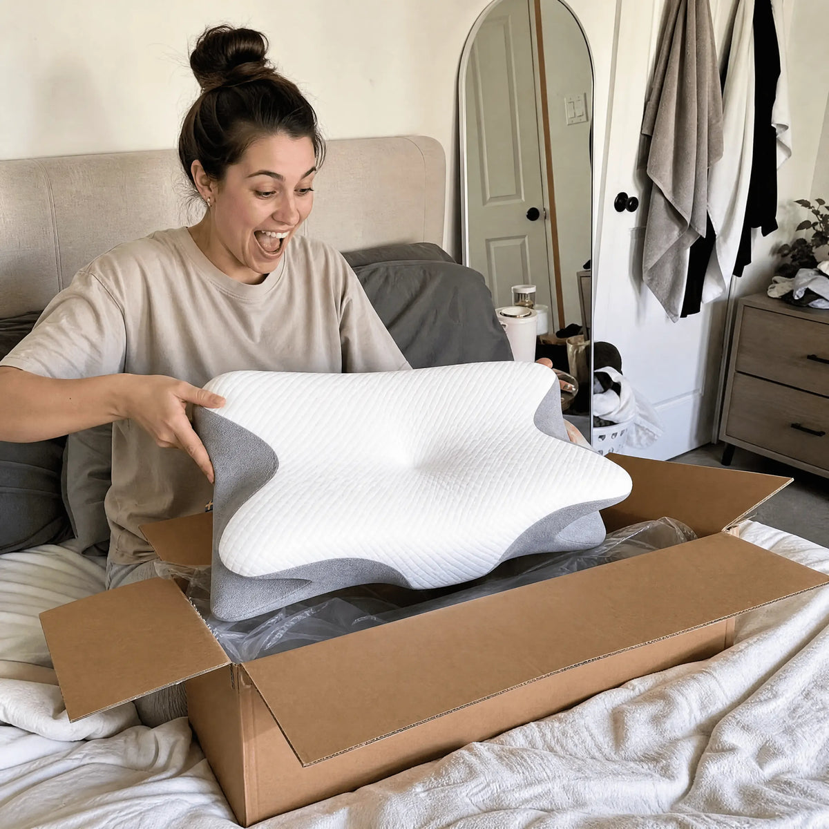 Ergonomisch Hoofdkussen Memory Foam Neksteun Alle Slaaphoudingen Ademend Katoen Drukverlagend Comfort | Sulvida