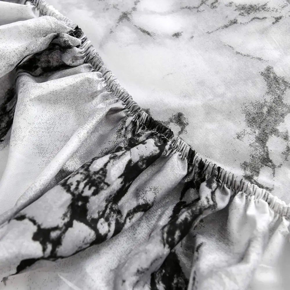 Hoeslaken Marmerprint Microvezel Ademend Strekmateriaal Diep Rondom Elastiek Zachte Gladde Slaapkamer | Sulvida
