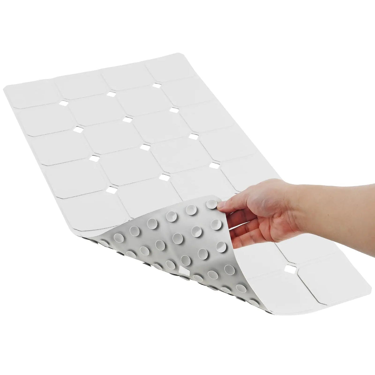 Antislip Badmat Siliconen met Zuignappen en Afvoergaten Vouwbaar voor Bad en Douche Badkamer 45×70 cm Grijs | Sulvida