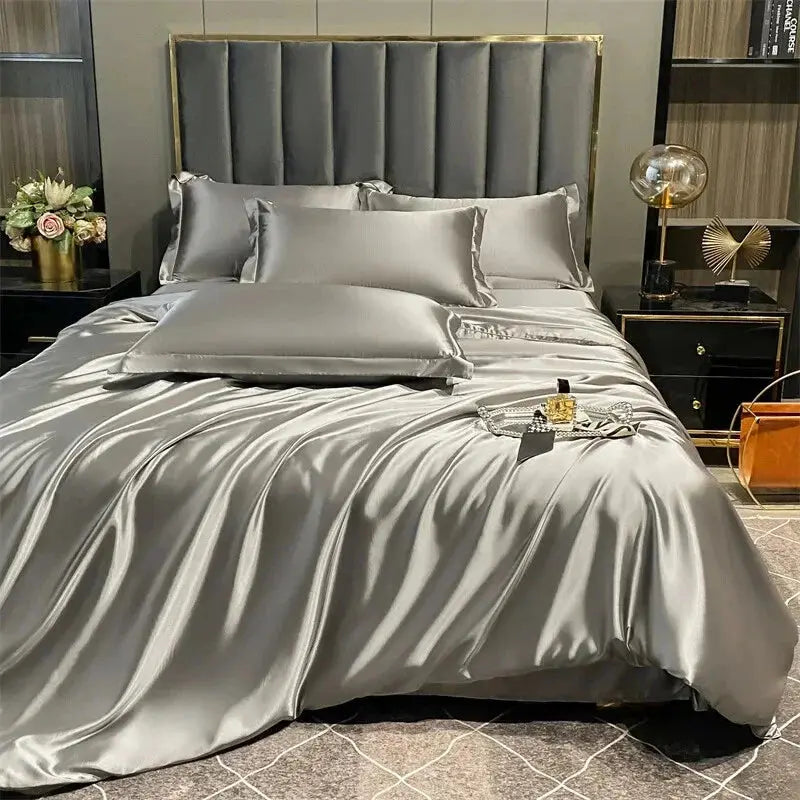 Zijden Dekbedovertrek Set Moerbei Zijde Luxe Beddengoed met Hoeslaken Kussenslopen 1,5m 1,8m Bed Slaapkamer | Sulvida