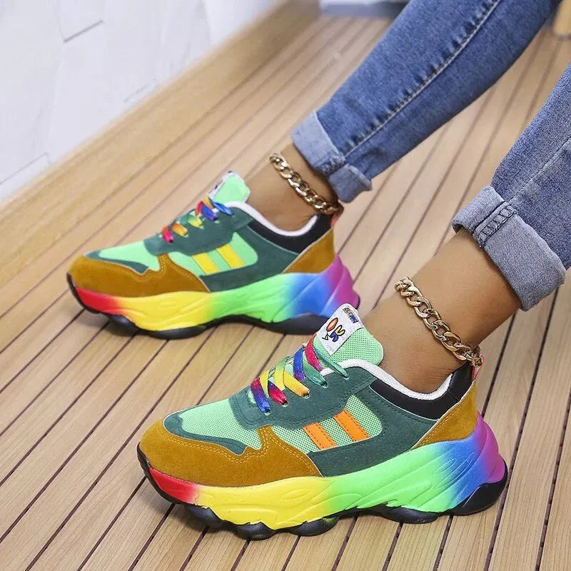 Dames Platformsneakers Multicolour Orthopedische Ondersteuning Ergonomische Zool Moderne Sportschoenen | Sulvida