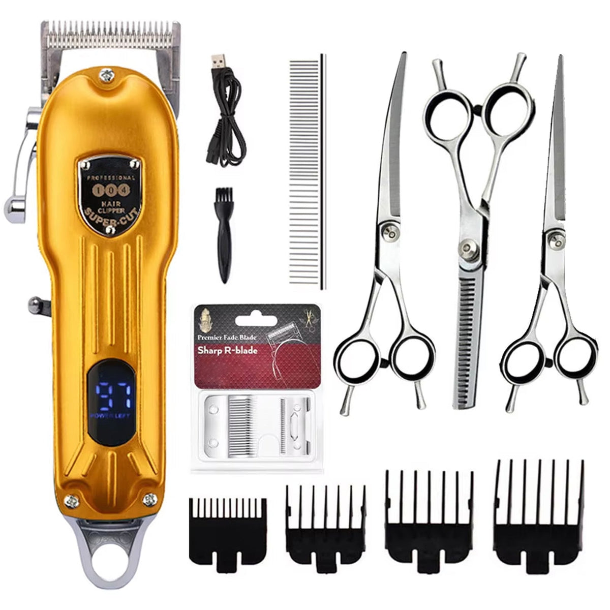 Tondeuse silencieuse professionnelle pour animaux, kit de toilettage pour chiens et chats, sans fil, 2 heures d’autonomie, rechargeable | Sulvida