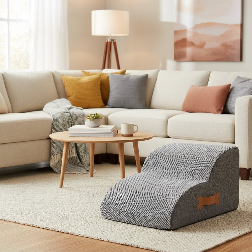 Huisdierentrapje met Antislip Treden en Fluwelen Hoes voor Bed en Bank – Gewrichtsvriendelijk Opstapje | Sulvida