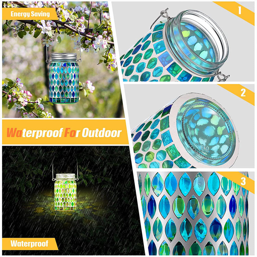 Solar Hanglamp Gekleurd Glas Cilinder Rood Tuin Sfeerlamp 600mAh LED Waterdicht IP44 Tuinverlichting | Sulvida