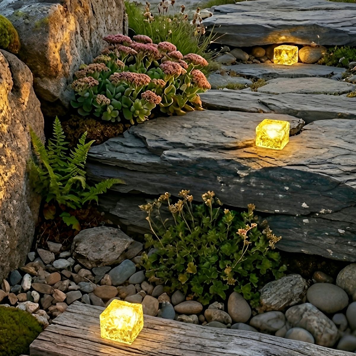 Zonne-energie LED Tuinverlichting Vierkant Kristalglas Tuinlamp Waterdicht Padverlichting Gazon Buitenlamp | Sulvida