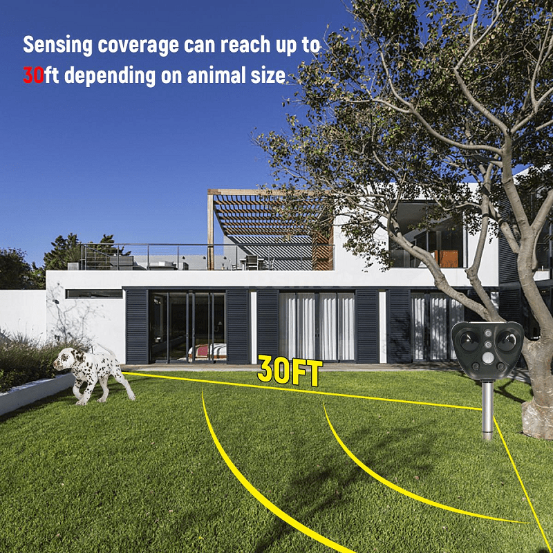 Zonne-energie Vogelverjager Ultrasone Geluid Beweging Tuin Balkon Vogels Verjagen LED-lichten IP44 Waterdicht | Sulvida