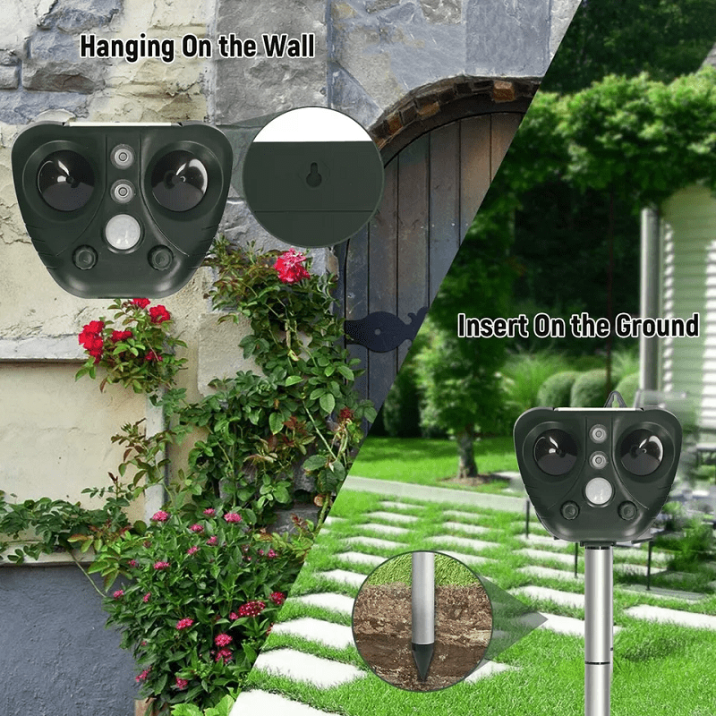 Zonne-energie Vogelverjager Ultrasone Geluid Beweging Tuin Balkon Vogels Verjagen LED-lichten IP44 Waterdicht | Sulvida