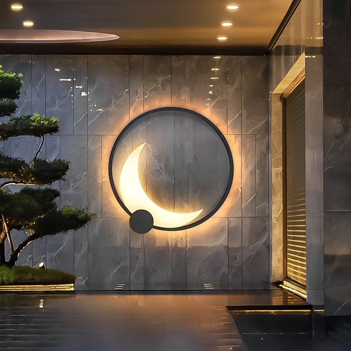 Zonne-energie Wandlamp Halve Maan Zwart Weerbestendig LED Buitenverlichting voor Tuin Terras Balkon Patio | Sulvida