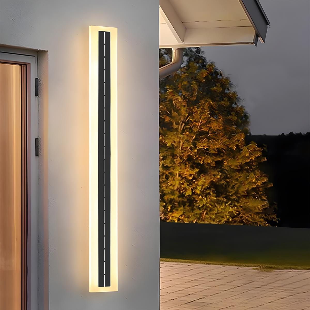 Zonne-energie LED Wandverlichting Waterbestendig Buiten Tuinverlichting Strip Buitenlamp Gevel Sfeerverlichting | Sulvida