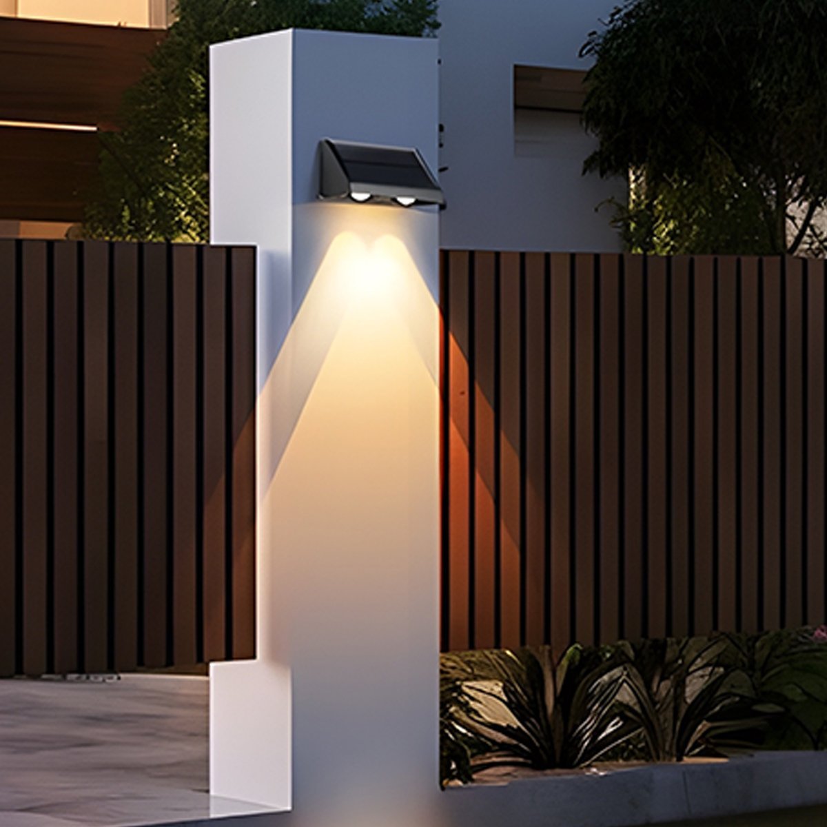 Zonne-energie Wandlamp Buiten Zwart IP65 LED Verlichting Waterdicht Up-Down Licht voor Tuin Terras Balkon | Sulvida