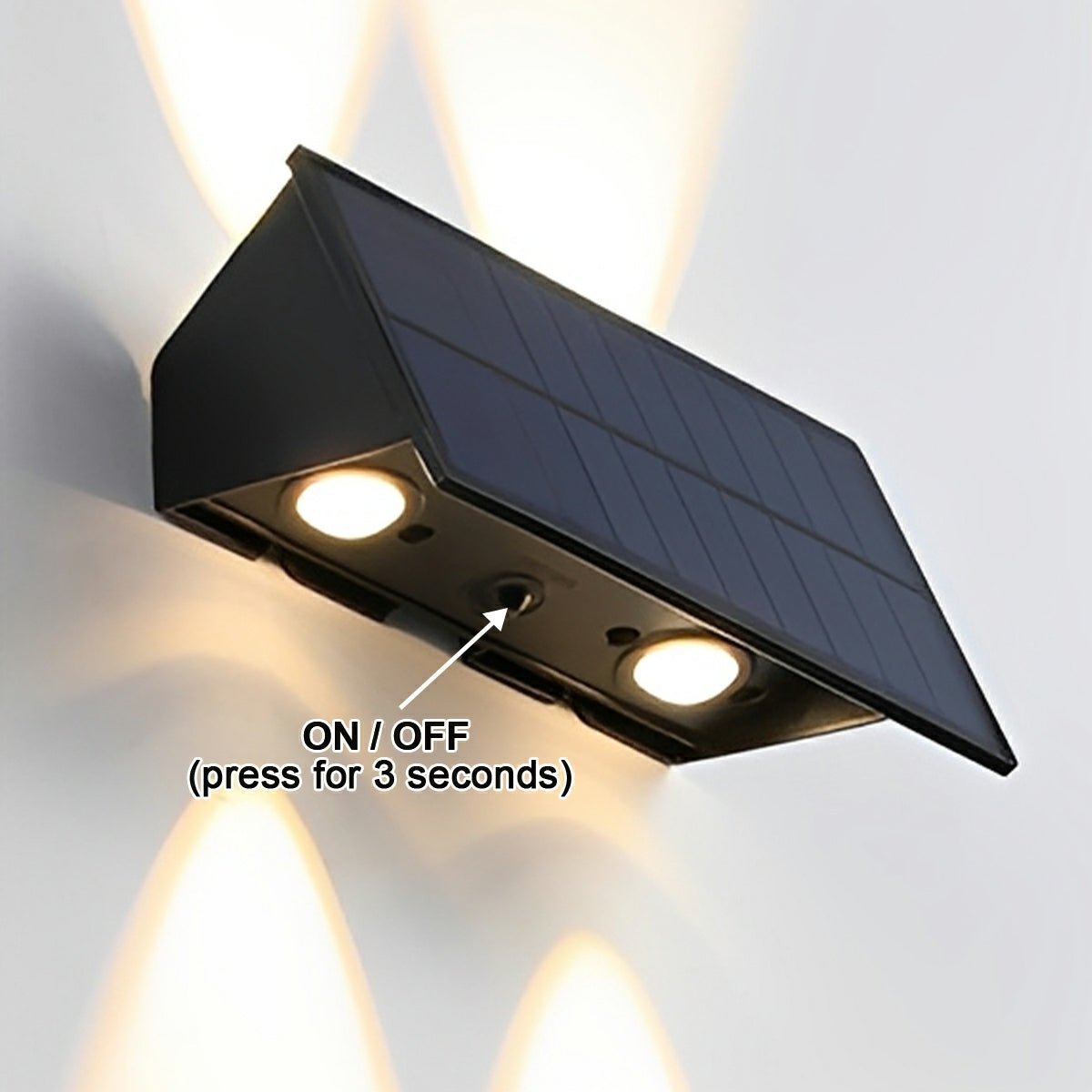 Zonne-energie Wandlamp Buiten Zwart IP65 LED Verlichting Waterdicht Up-Down Licht voor Tuin Terras Balkon | Sulvida
