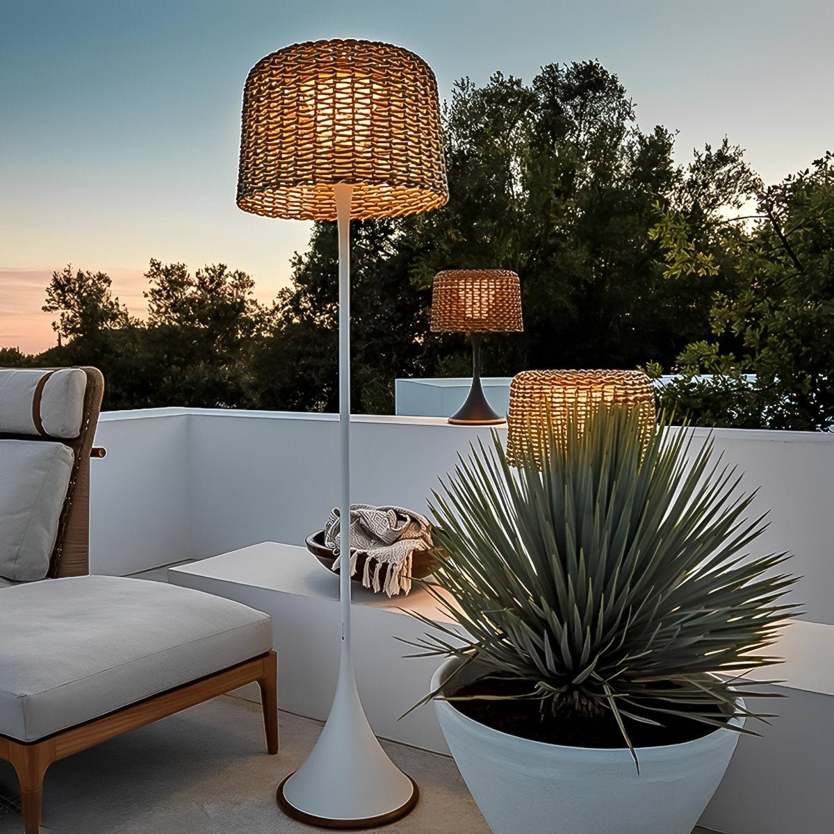 Vlechtwerk Staande Buitenlamp LED Solar IP65 Waterdicht Terras Tuin Padverlichting Warm Wit 3000K Sfeerlamp | Sulvida