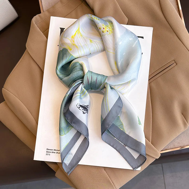 Zijden sjaaltje geruite print 70×70 cm dames sjaal haarband accessoire stijlvol elegant lente zomer cadeau | Sulvida