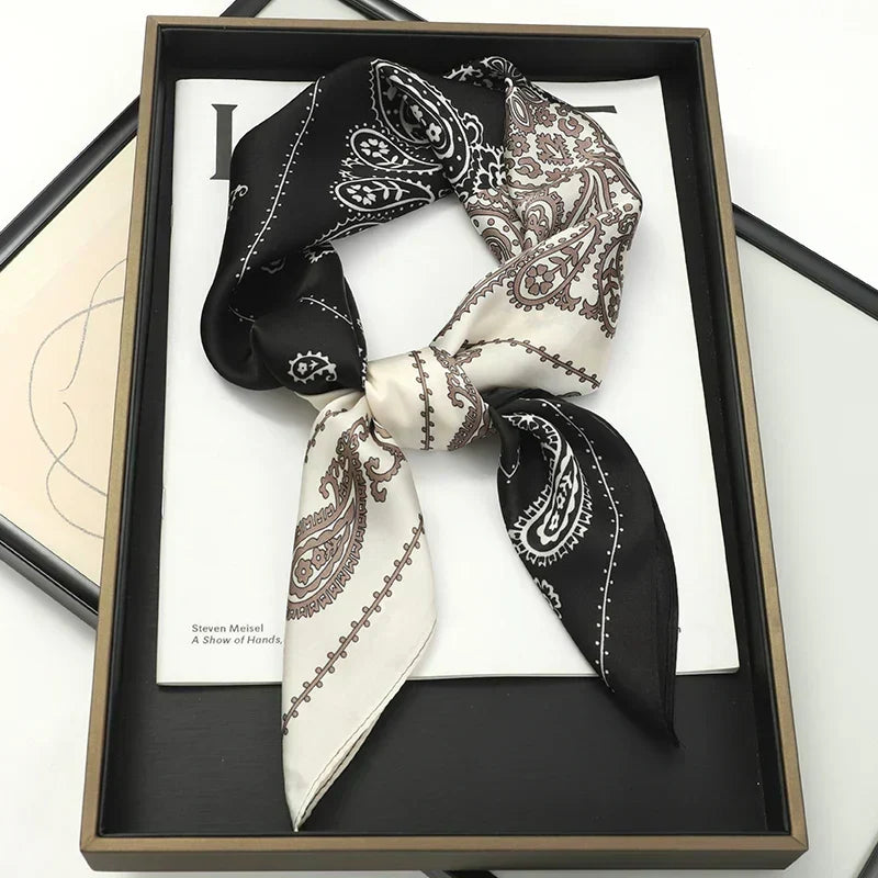 Zijden sjaaltje geruite print 70×70 cm dames sjaal haarband accessoire stijlvol elegant lente zomer cadeau | Sulvida