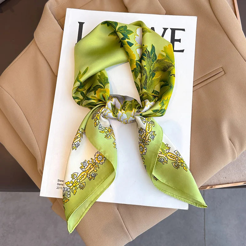 Zijden sjaaltje geruite print 70×70 cm dames sjaal haarband accessoire stijlvol elegant lente zomer cadeau | Sulvida