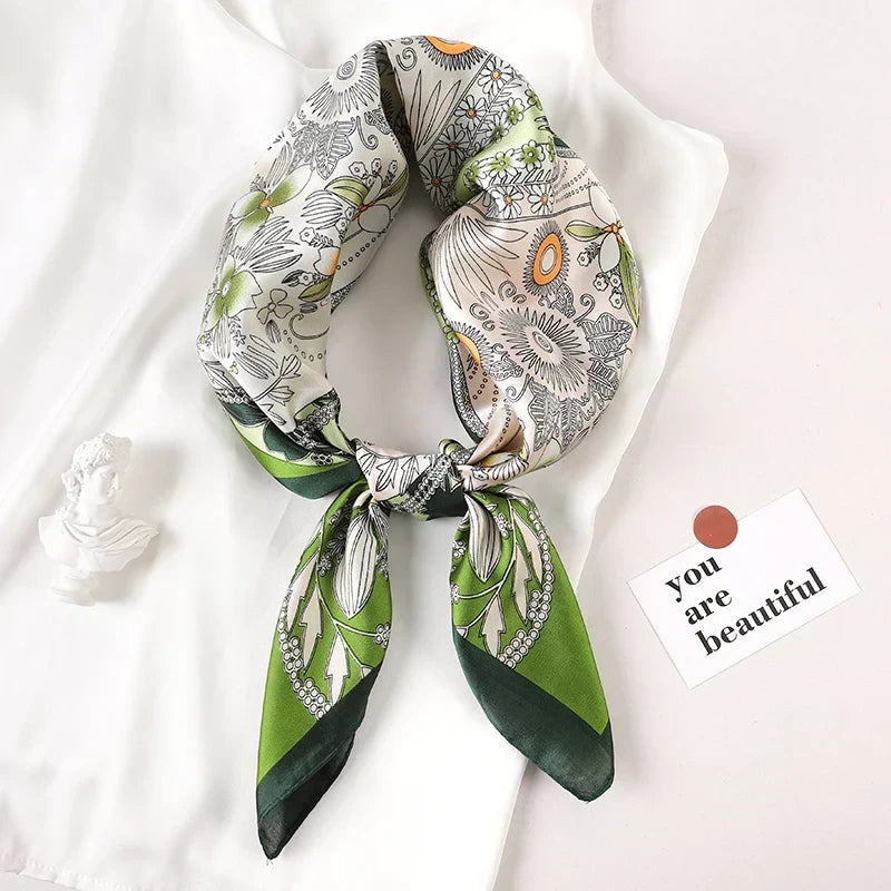 Zijden sjaaltje geruite print 70×70 cm dames sjaal haarband accessoire stijlvol elegant lente zomer cadeau | Sulvida