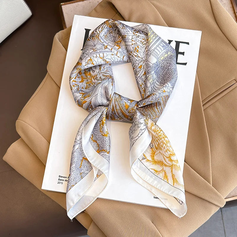Zijden sjaaltje geruite print 70×70 cm dames sjaal haarband accessoire stijlvol elegant lente zomer cadeau | Sulvida