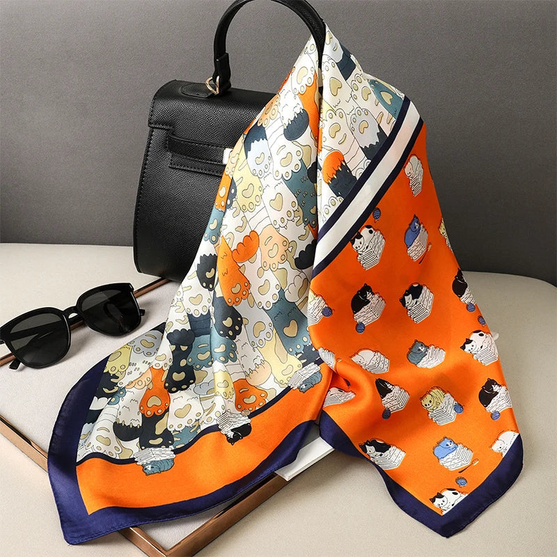 Zijden sjaaltje geruite print 70×70 cm dames sjaal haarband accessoire stijlvol elegant lente zomer cadeau | Sulvida