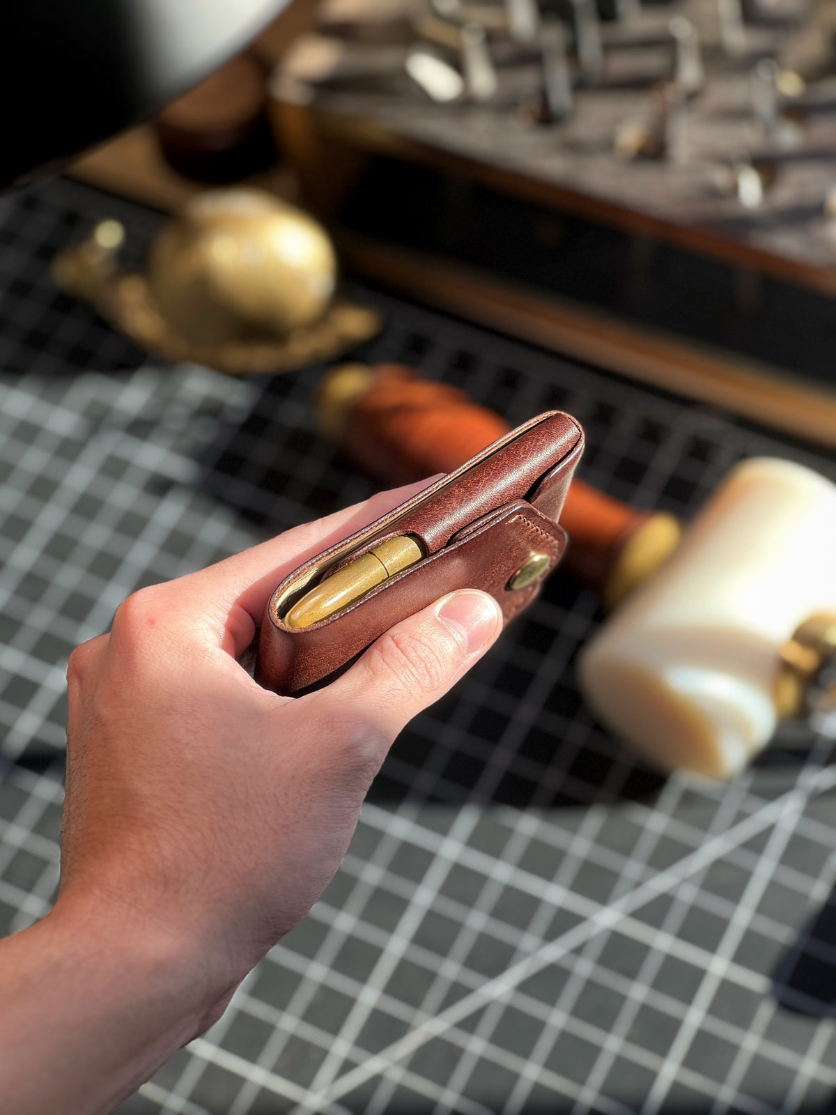 Compacte Lederen Portemonnee met Penhouder Full Grain Handgemaakt Kaarthouder Heren Dames Accessoire | Sulvida