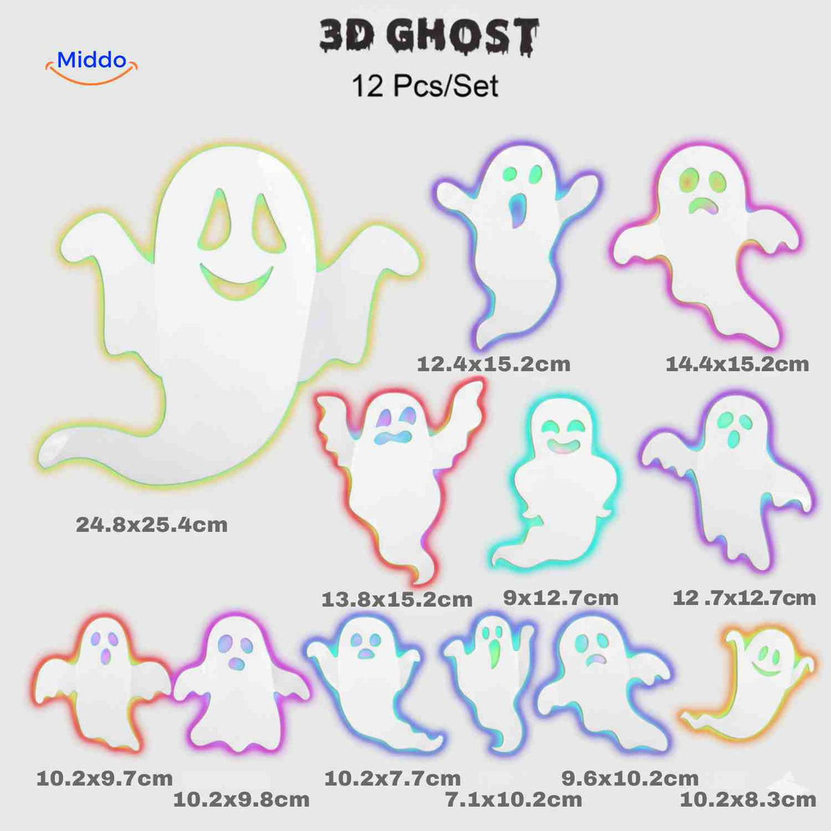 3D Wanddecoratie met LED-Verlichting Halloween Vleermuis Spin Spook Muurstickers Glow Effect Feestdecoratie | Sulvida